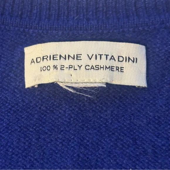 Adrienne Vittadini Sapphire Blue 100% 2-Ply Cashmere V-Neck Sweater, Size Small - Picture 6 of 6
